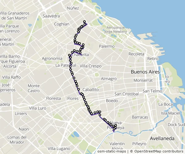 Mapa do itinerário da linha