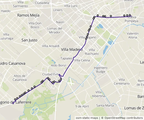 Mapa do itinerário da linha