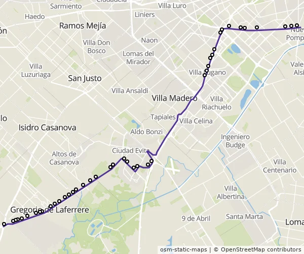 Mapa do itinerário da linha
