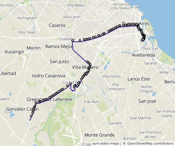 Mapa do itinerário da linha