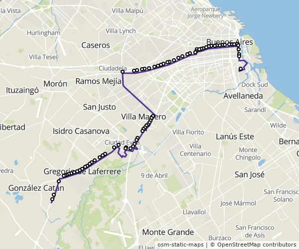Mapa do itinerário da linha