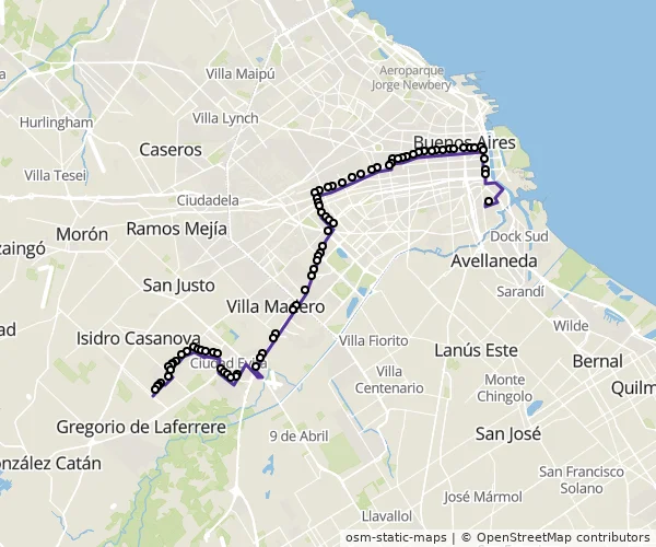 Mapa do itinerário da linha