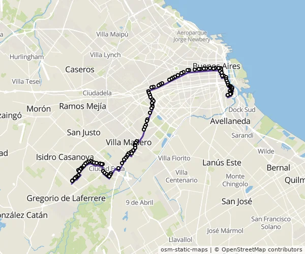 Mapa do itinerário da linha