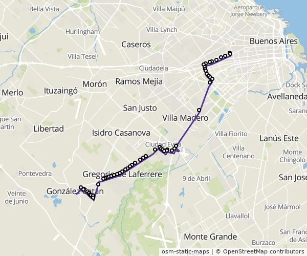 Mapa do itinerário da linha