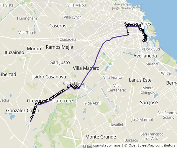 Mapa do itinerário da linha