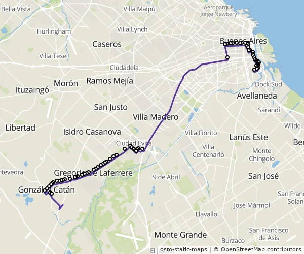 Mapa do itinerário da linha