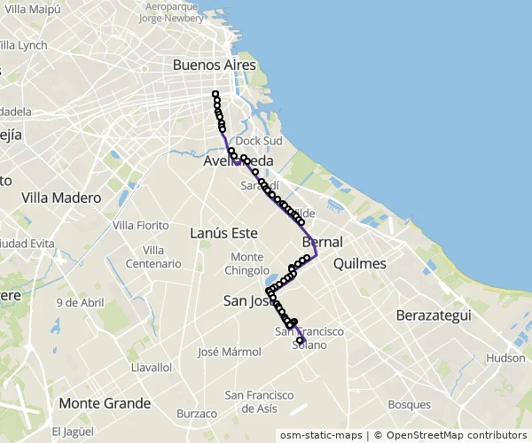 Mapa do itinerário da linha