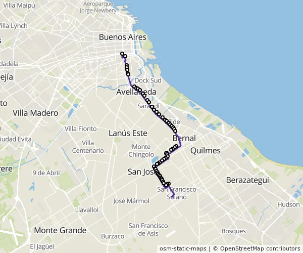 Mapa do itinerário da linha