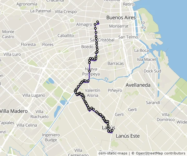 Mapa do itinerário da linha