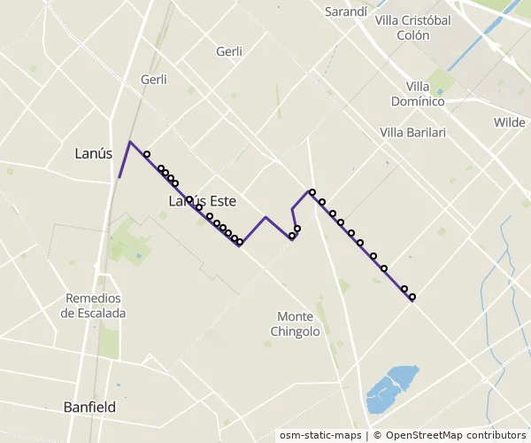 Mapa do itinerário da linha