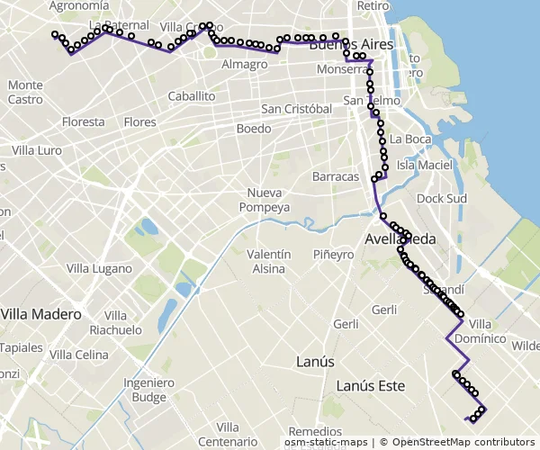 Mapa do itinerário da linha