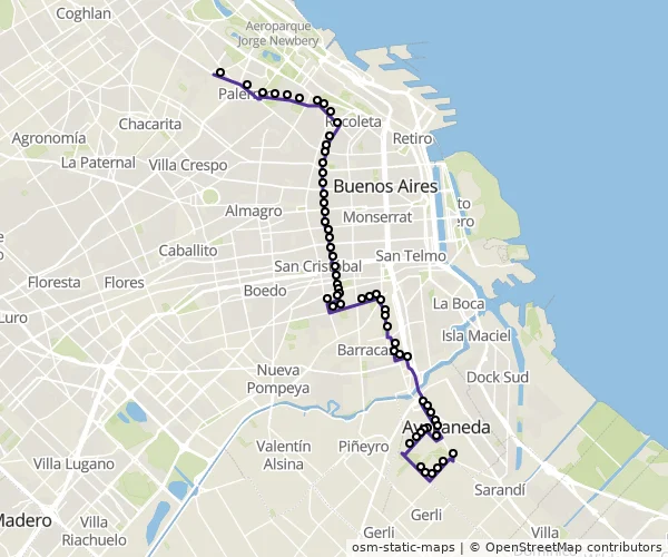 Mapa do itinerário da linha