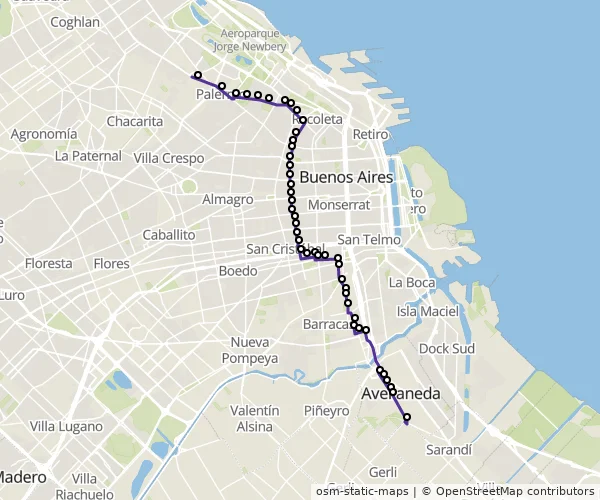 Mapa do itinerário da linha