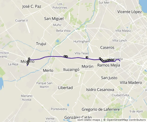 Mapa do itinerário da linha