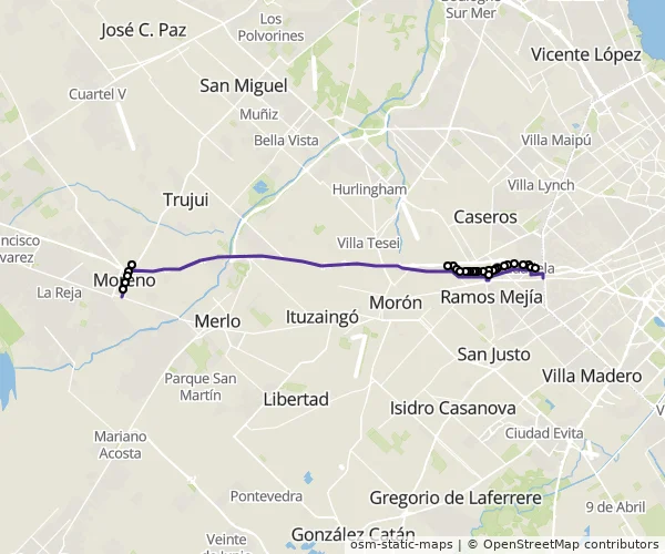 Mapa do itinerário da linha