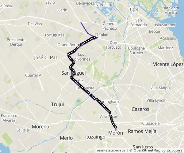 Mapa do itinerário da linha