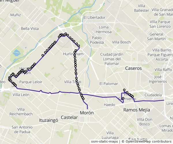 Mapa do itinerário da linha