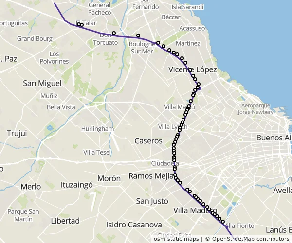 Mapa do itinerário da linha