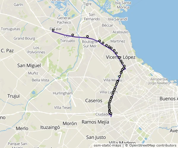Mapa do itinerário da linha