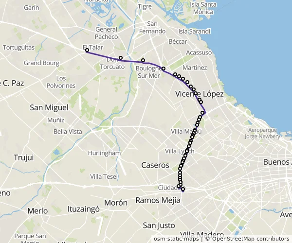 Mapa do itinerário da linha
