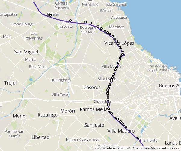 Mapa do itinerário da linha