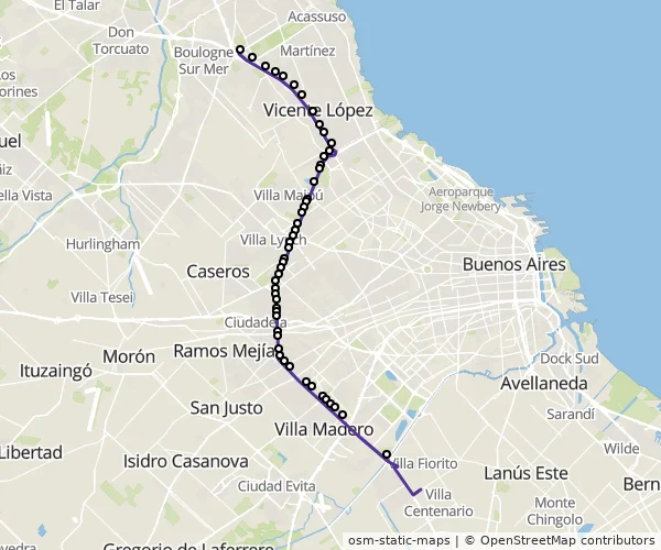 Mapa do itinerário da linha
