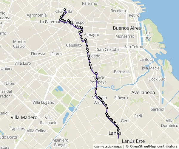Mapa do itinerário da linha