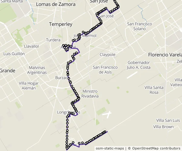 Mapa do itinerário da linha