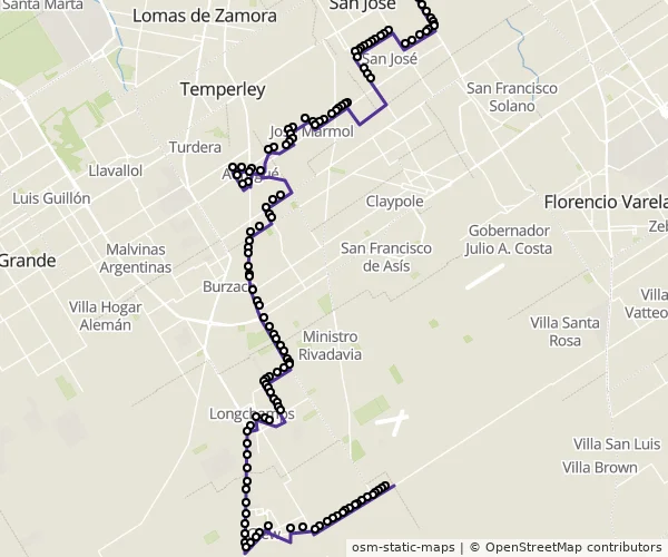 Mapa do itinerário da linha
