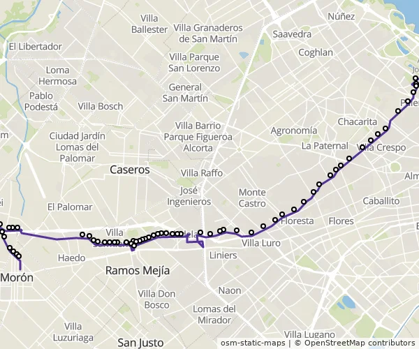 Mapa do itinerário da linha