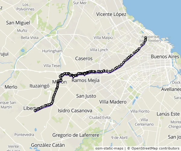 Mapa do itinerário da linha