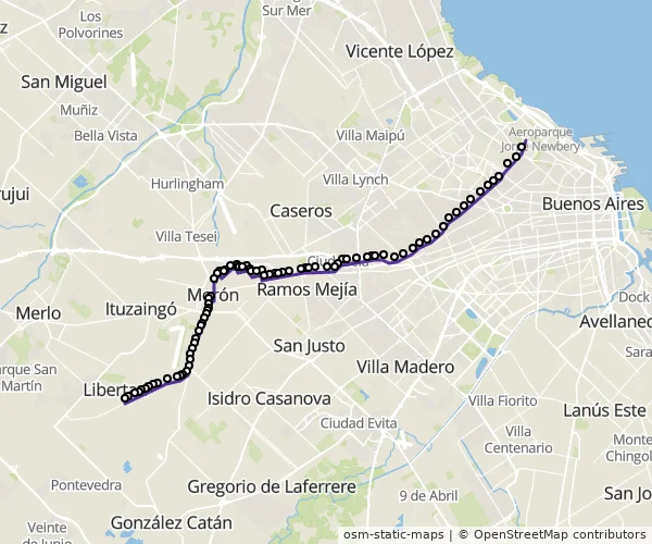 Mapa do itinerário da linha