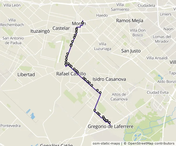 Mapa do itinerário da linha
