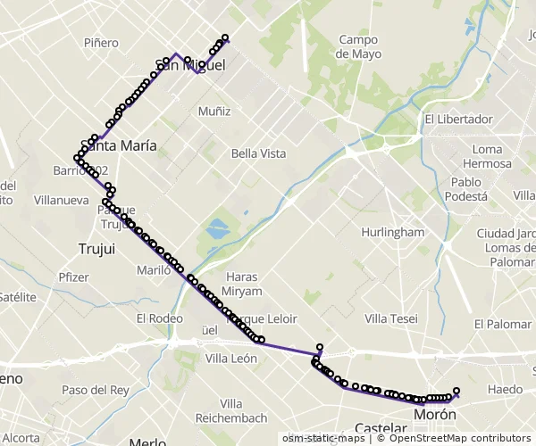 Mapa do itinerário da linha