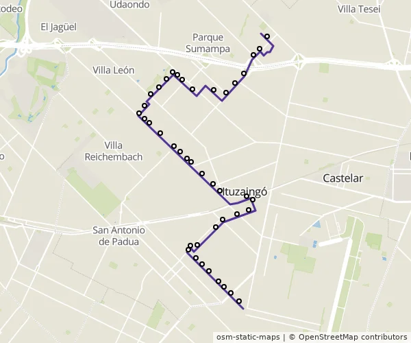 Mapa do itinerário da linha