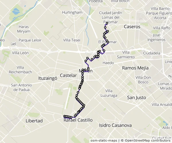 Mapa do itinerário da linha