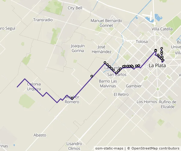 Mapa do itinerário da linha