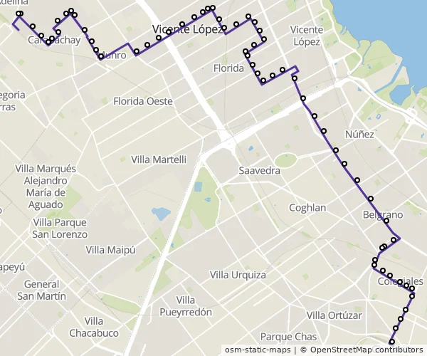Mapa do itinerário da linha