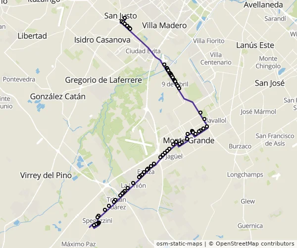 Mapa do itinerário da linha