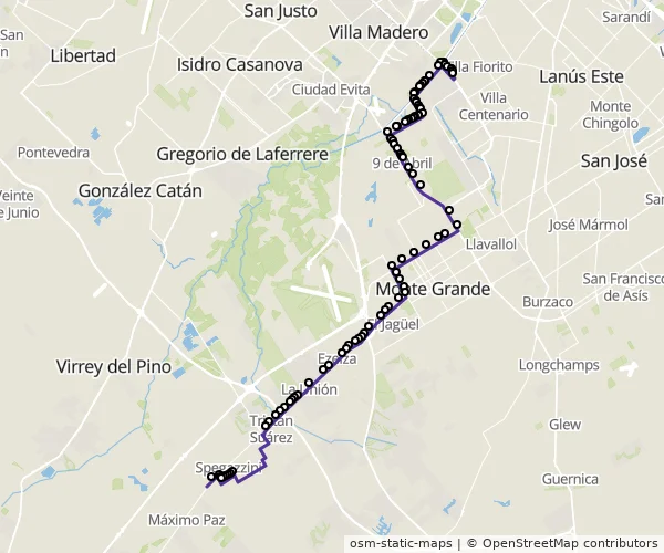Mapa do itinerário da linha