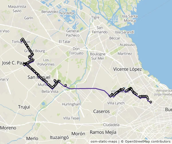Mapa do itinerário da linha