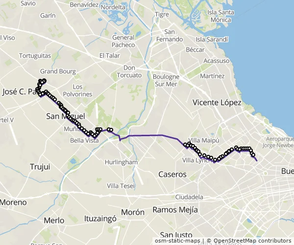Mapa do itinerário da linha