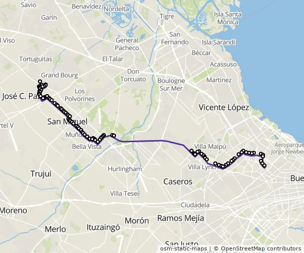 Mapa do itinerário da linha