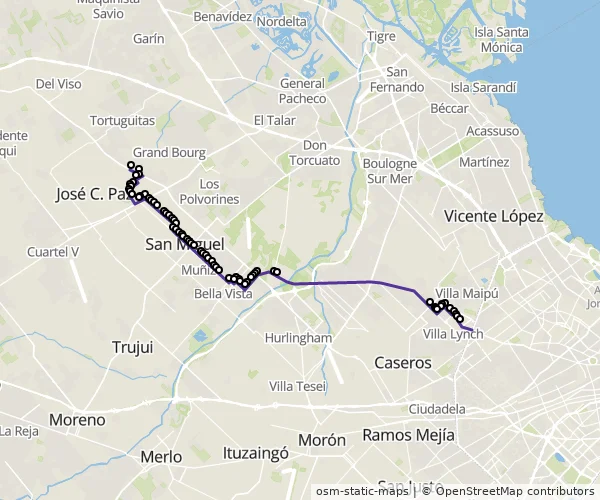 Mapa do itinerário da linha