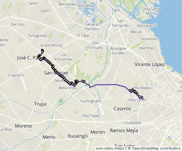 Mapa do itinerário da linha