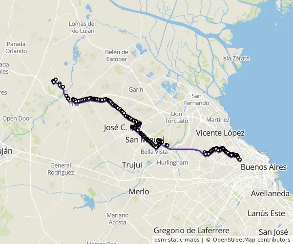 Mapa do itinerário da linha