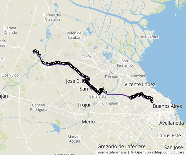 Mapa do itinerário da linha