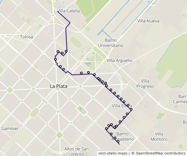 Mapa do itinerário da linha