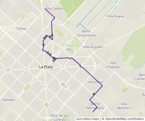 Mapa do itinerário da linha