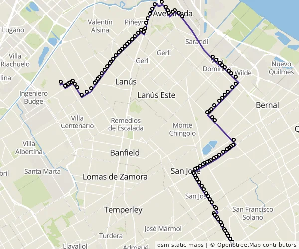 Mapa do itinerário da linha